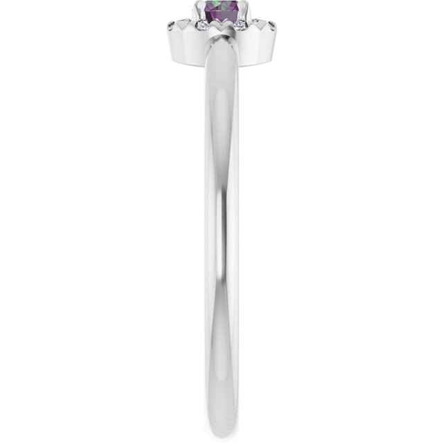 Sterling Silver Lab-Grown Alexandrite & .03 CTW Natural Diamond French-Set Halo-Style Ring