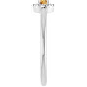 14K White Natural Citrine & .03 CTW Natural Diamond French-Set Halo-Style Ring