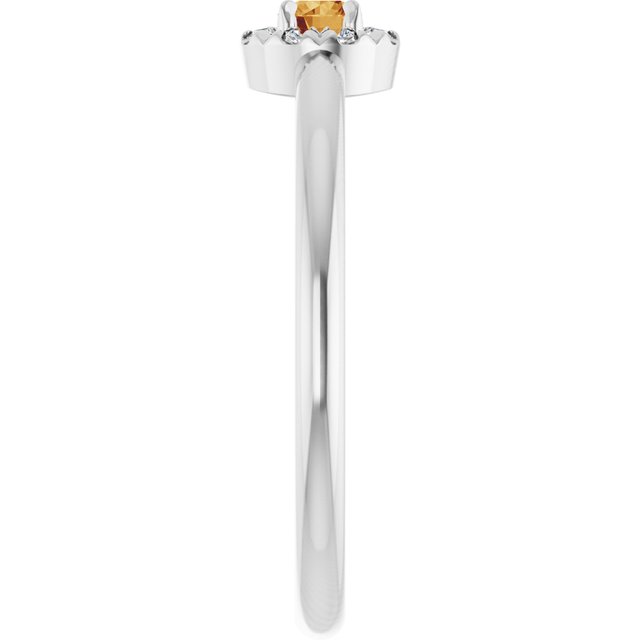 14K White Natural Citrine & .03 CTW Natural Diamond French-Set Halo-Style Ring