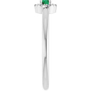 14K White Lab-Grown Emerald & .03 CTW Natural Diamond French-Set Halo-Style Ring