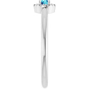 Sterling Silver Natural Blue Zircon & .03 CTW Natural Diamond French-Set Halo-Style Ring