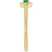 14K Yellow Natural Emerald & .03 CTW Natural Diamond French-Set Halo-Style Ring