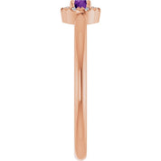 14K Rose Natural Amethyst & .03 CTW Natural Diamond French-Set Halo-Style Ring