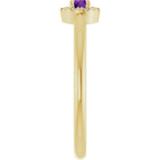 14K Yellow Natural Amethyst & .03 CTW Natural Diamond French-Set Halo-Style Ring