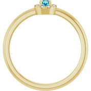 14K Yellow Natural Aquamarine & .03 CTW Natural Diamond French-Set Halo-Style Ring