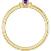 14K Yellow Natural Amethyst & .03 CTW Natural Diamond French-Set Halo-Style Ring