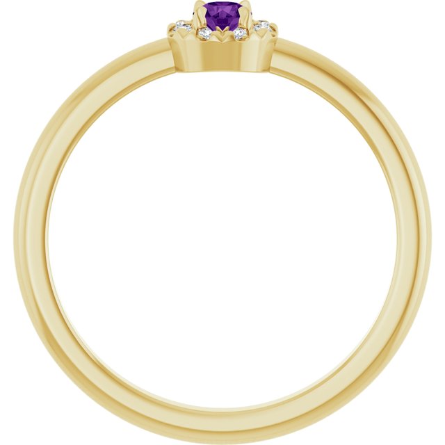 14K Yellow Natural Amethyst & .03 CTW Natural Diamond French-Set Halo-Style Ring