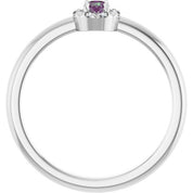 Sterling Silver Lab-Grown Alexandrite & .03 CTW Natural Diamond French-Set Halo-Style Ring