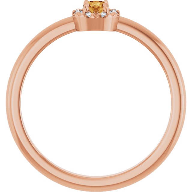 14K Rose Natural Citrine & .03 CTW Natural Diamond French-Set Halo-Style Ring
