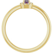 14K Yellow Lab-Grown Alexandrite & .03 CTW Natural Diamond French-Set Halo-Style Ring