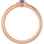 14K Rose Lab-Grown Alexandrite & .03 CTW Natural Diamond French-Set Halo-Style Ring