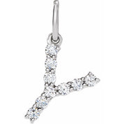 14K White 1/6 CTW Lab-Grown Diamond Initial Y Pendant