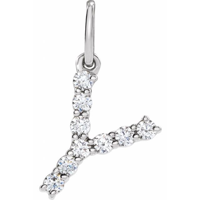 14K White 1/6 CTW Lab-Grown Diamond Initial Y Pendant