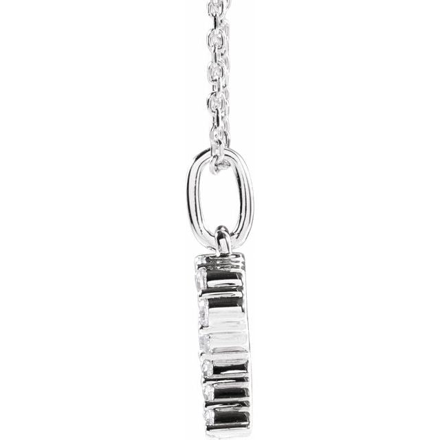 14K White 1/4 CTW Lab-Grown Diamond Initial R 16-18" Necklace