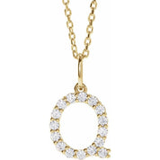 14K Yellow 1/4 CTW Lab-Grown Diamond Initial Q 16-18" Necklace