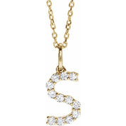 14K Yellow 1/5 CTW Lab-Grown Diamond Initial S 16-18" Necklace
