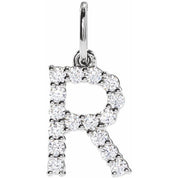 14K White 1/4 CTW Lab-Grown Diamond Initial R Pendant