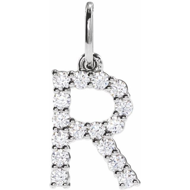 14K White 1/4 CTW Lab-Grown Diamond Initial R Pendant