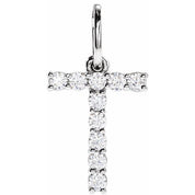 14K White 1/6 CTW Lab-Grown Diamond Initial T Pendant