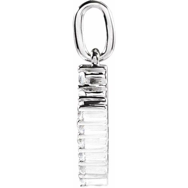 14K White 1/5 CTW Lab-Grown Diamond Initial V Pendant
