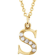 14K Yellow .025 CTW Natural Diamond Lowercase Initial S 16" Necklace