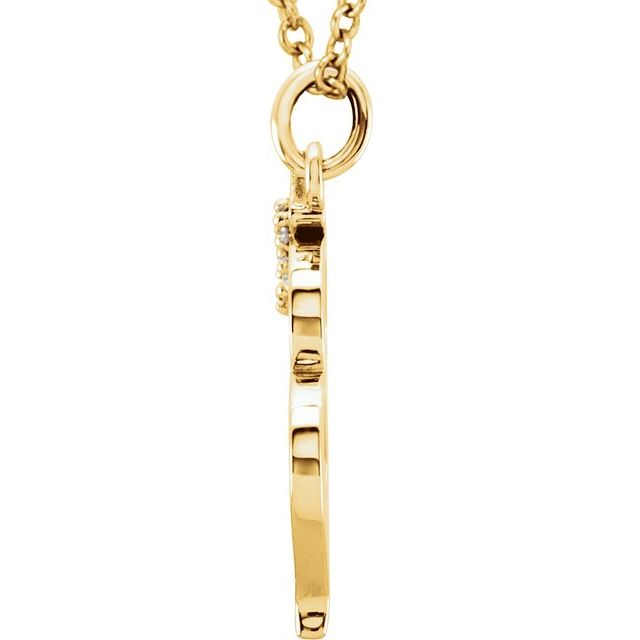 14K Yellow .02 CTW Natural Diamond Lowercase Initial M 16" Necklace