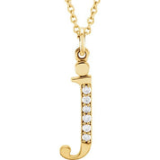 14K Yellow .025 CTW Natural Diamond Lowercase Initial J 16" Necklace
