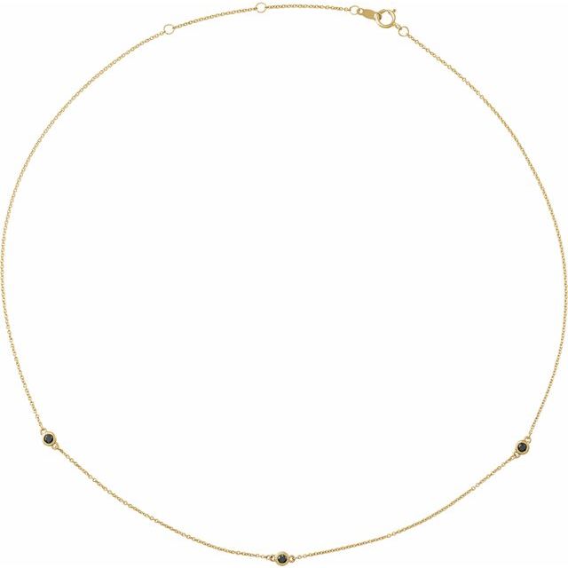 14K Yellow 1/5 CTW Natural Black Diamond 3-Station 16-18" Necklace