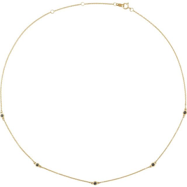14K Yellow 1/4 CTW Natural Black Diamond 5-Station 16-18" Necklace
