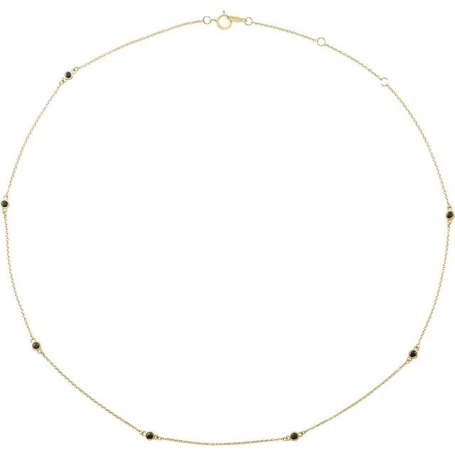 14K Yellow 1/3 CTW Natural Black Diamond 7-Station 16-18" Necklace