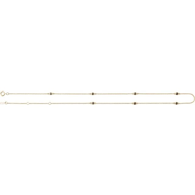 14K Yellow 1/3 CTW Natural Black Diamond 7-Station 16-18" Necklace