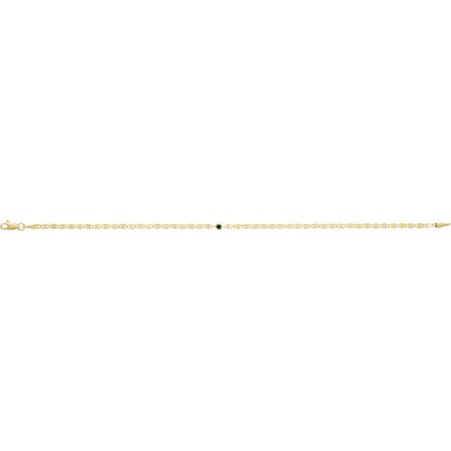 14K Yellow .06 CT Natural Black Diamond Bezel-Set Link 7 1/2" Bracelet