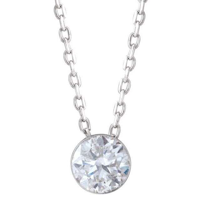 14K White 1/2 CTW Natural Diamond Ultra-Lightweight 16-18" Necklace
