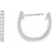 14K White 1/6 CTW Lab-Grown Diamond Hoop Earrings
