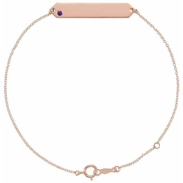 14K Rose Natural Amethyst Geometric 7-8" Bracelet