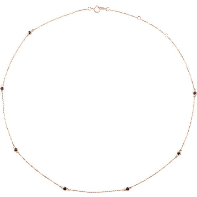 14K Rose 1/3 CTW Natural Black Diamond 7-Station 16-18" Necklace