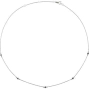 14K White 1/4 CTW Natural Black Diamond 5-Station 16-18" Necklace