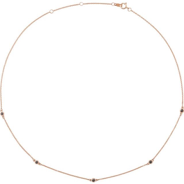 14K Rose 1/4 CTW Natural Black Diamond 5-Station 16-18" Necklace