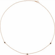 14K Rose 1/5 CTW Natural Black Diamond 3-Station 16-18" Necklace