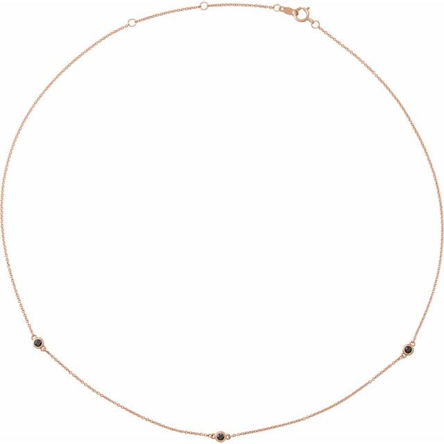 14K Rose 1/5 CTW Natural Black Diamond 3-Station 16-18" Necklace