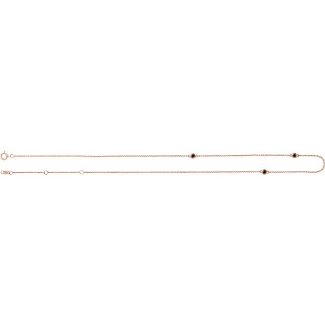 14K Rose 1/5 CTW Natural Black Diamond 3-Station 16-18" Necklace