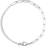 14K White 1 CTW Natural Diamond Line 7" Bracelet