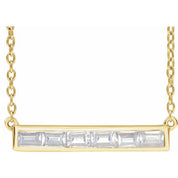 14K Lab-Grown Diamond Two-Stone, French-Set Bar, and Bar Necklace in 16-18" Length