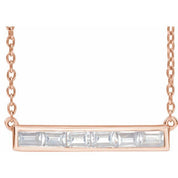 14K Lab-Grown Diamond Two-Stone, French-Set Bar, and Bar Necklace in 16-18" Length