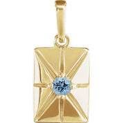 14K Yellow Natural Aquamarine Pendant