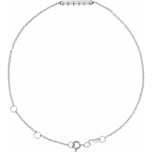 14K White 1/10 CTW Natural Diamond Bar 6 1/2-7 1/2" Bracelet