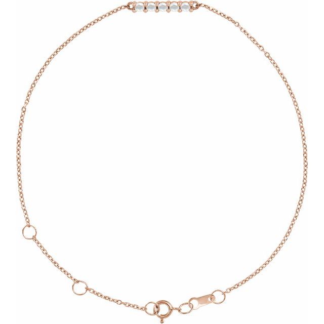 14K Rose 1/10 CTW Natural Diamond Bar 6 1/2-7 1/2" Bracelet