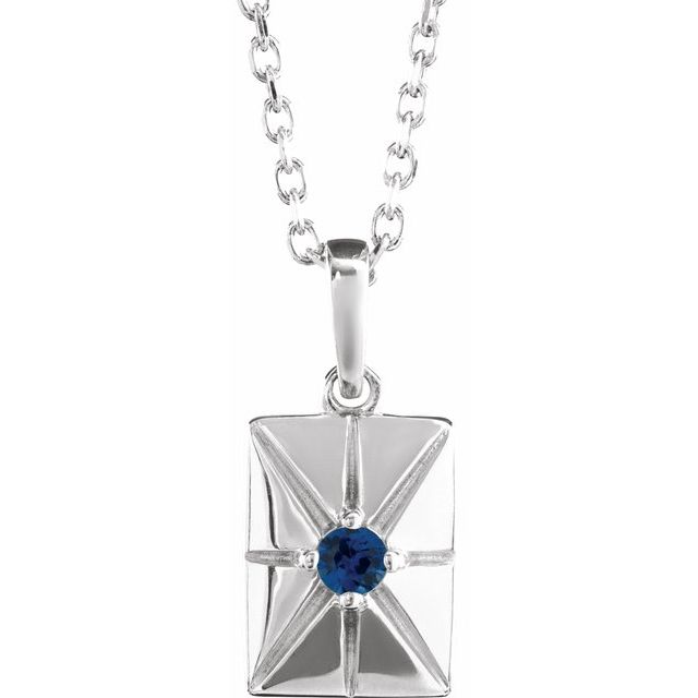 Sterling Silver Natural Blue Sapphire 16-18" Necklace