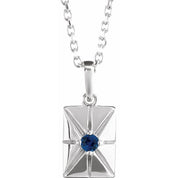 Sterling Silver Lab-Grown Blue Sapphire 16-18" Necklace