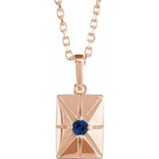 14K Rose Lab-Grown Blue Sapphire 16-18" Necklace